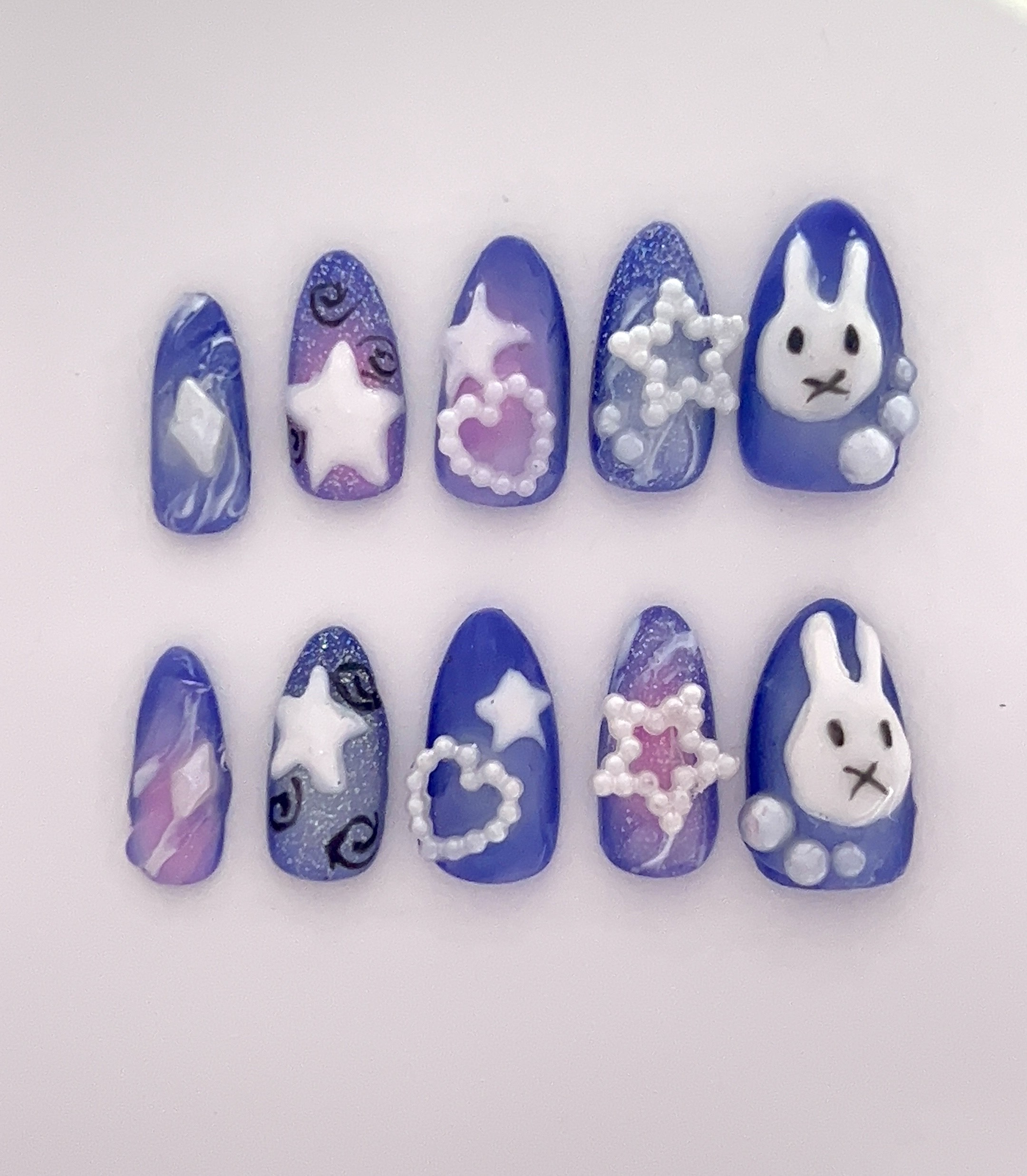 Blue Bunny Nail Set